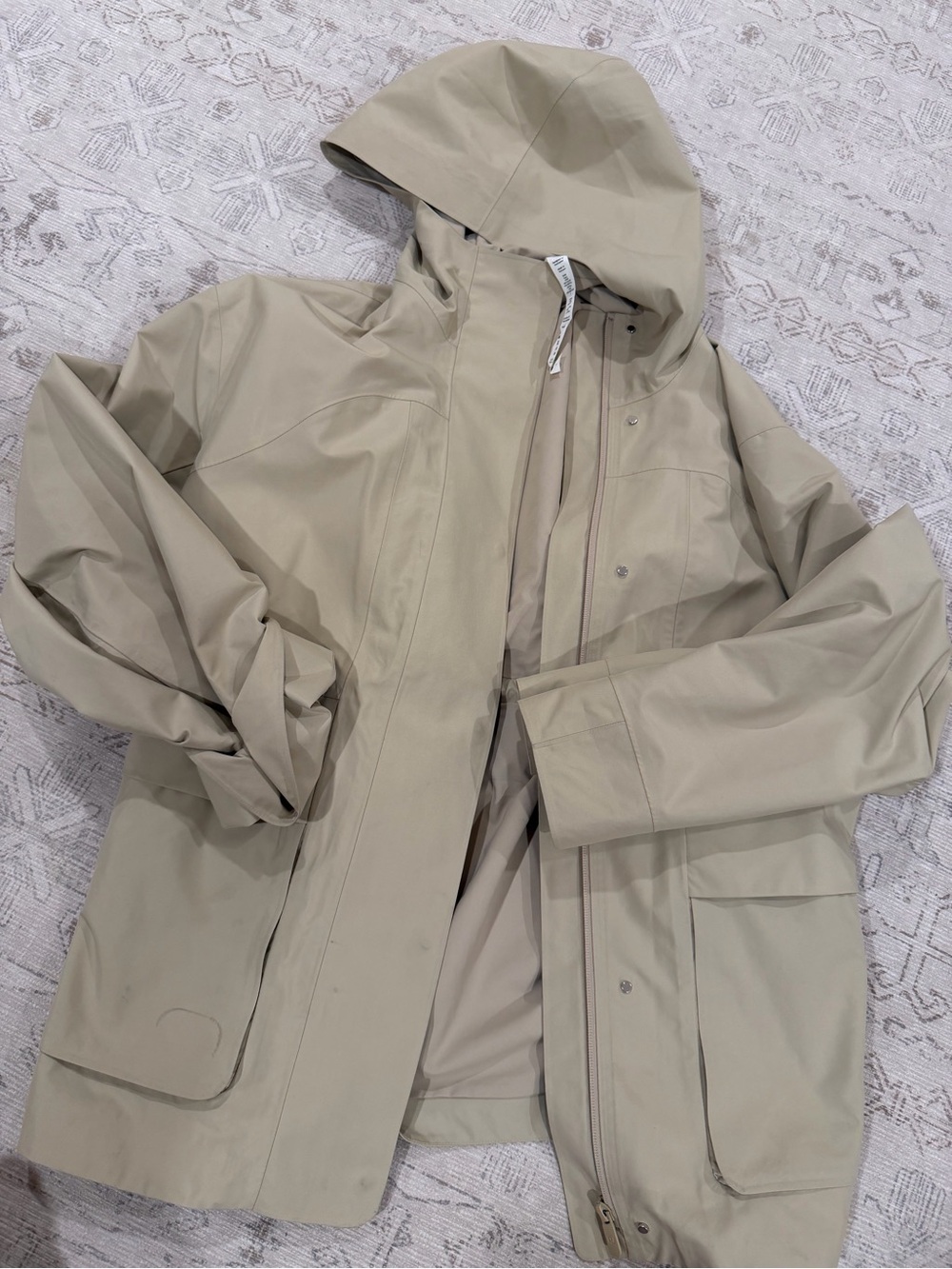 lululemon athletica women Hooded Raincoat in Light Beige